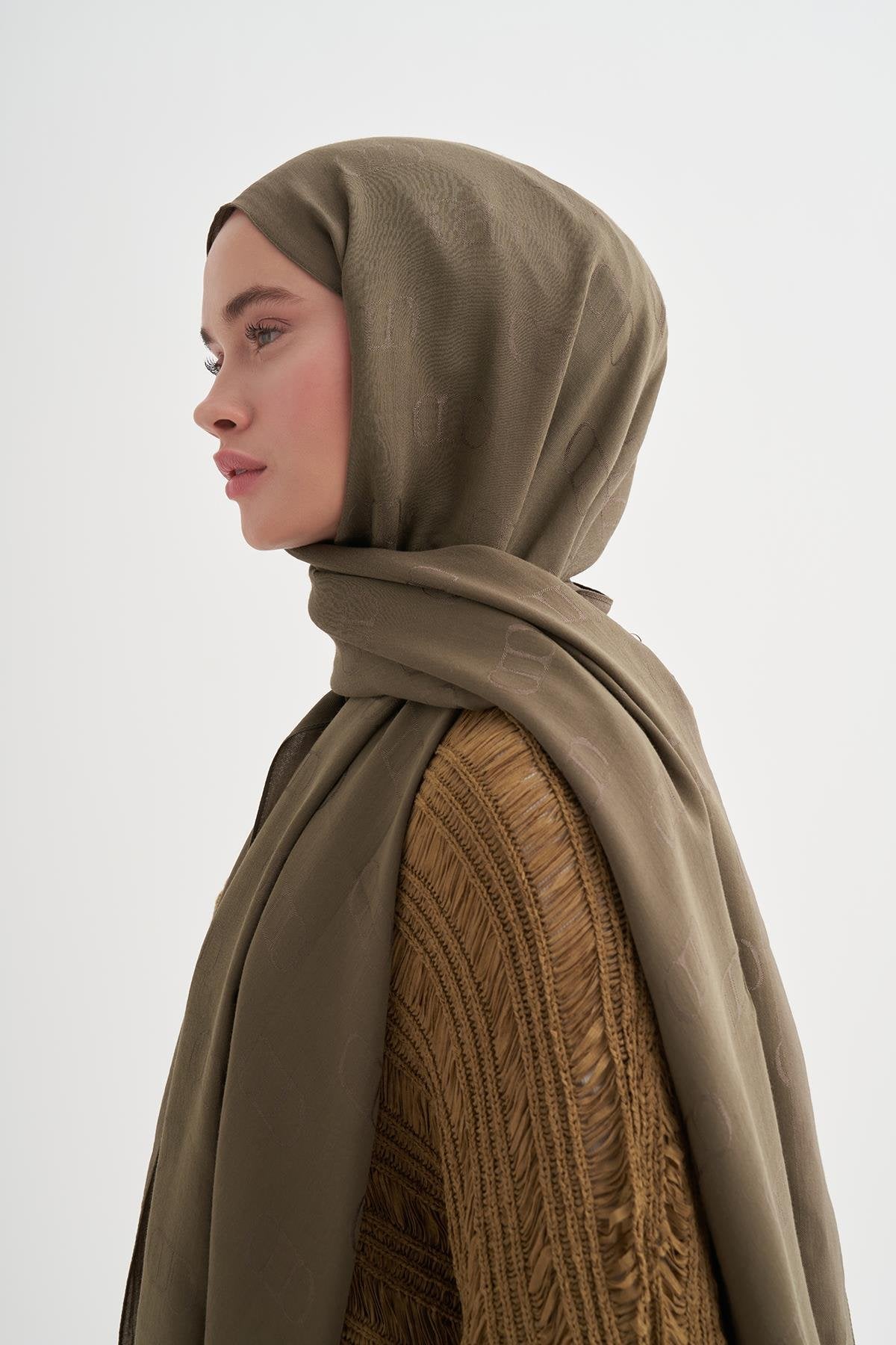 ALYA - Zeytin Yeşili Pamuk Şal