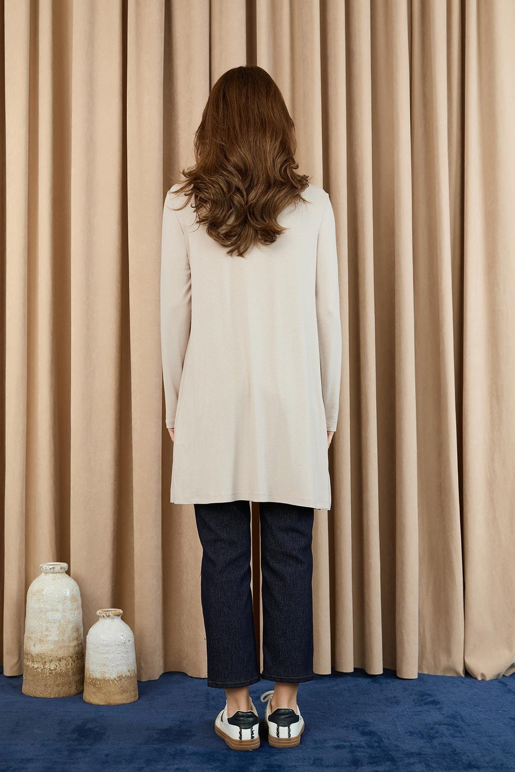 Kadın Balıkçı Yaka Tül Detaylı Bluz - Bej