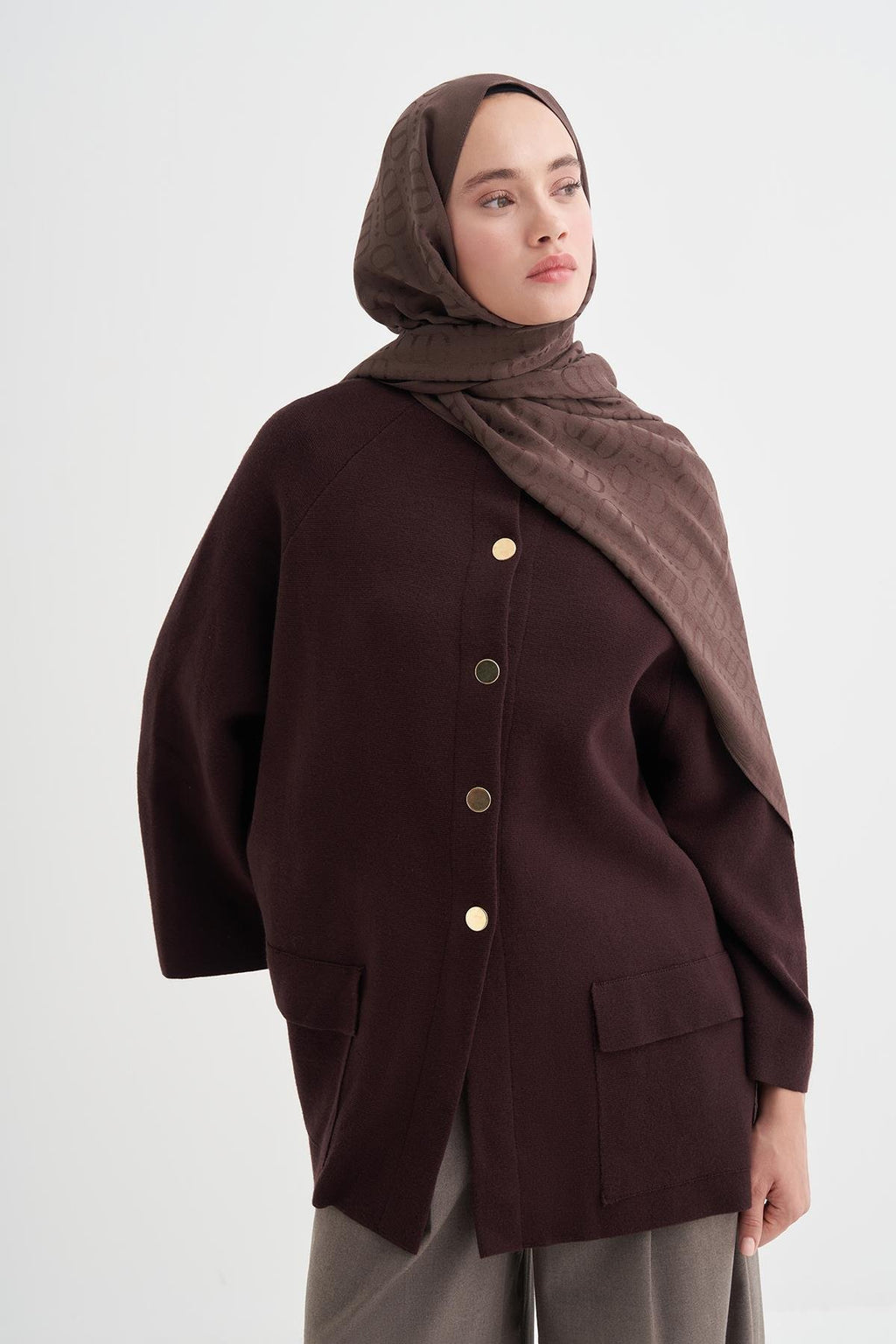 LİVA - Sütlü Kahve Pamuk Şal