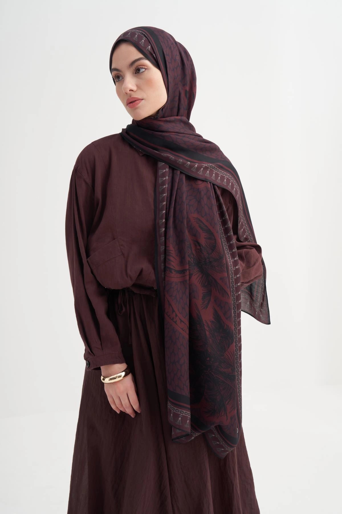 MÜHÜR - Bordo Viskon Şal