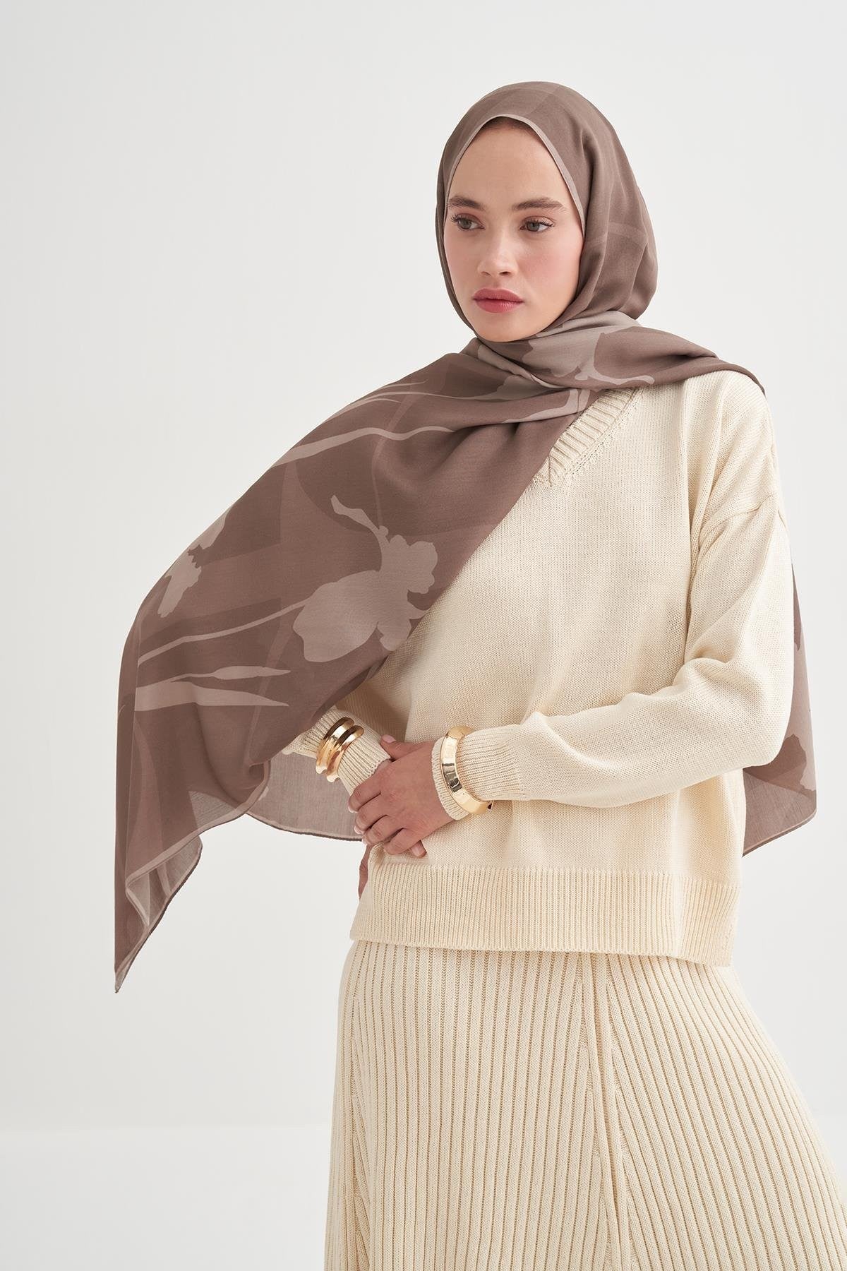 GİZLİ BAHÇE - Sütlü Kahve Floş Şal