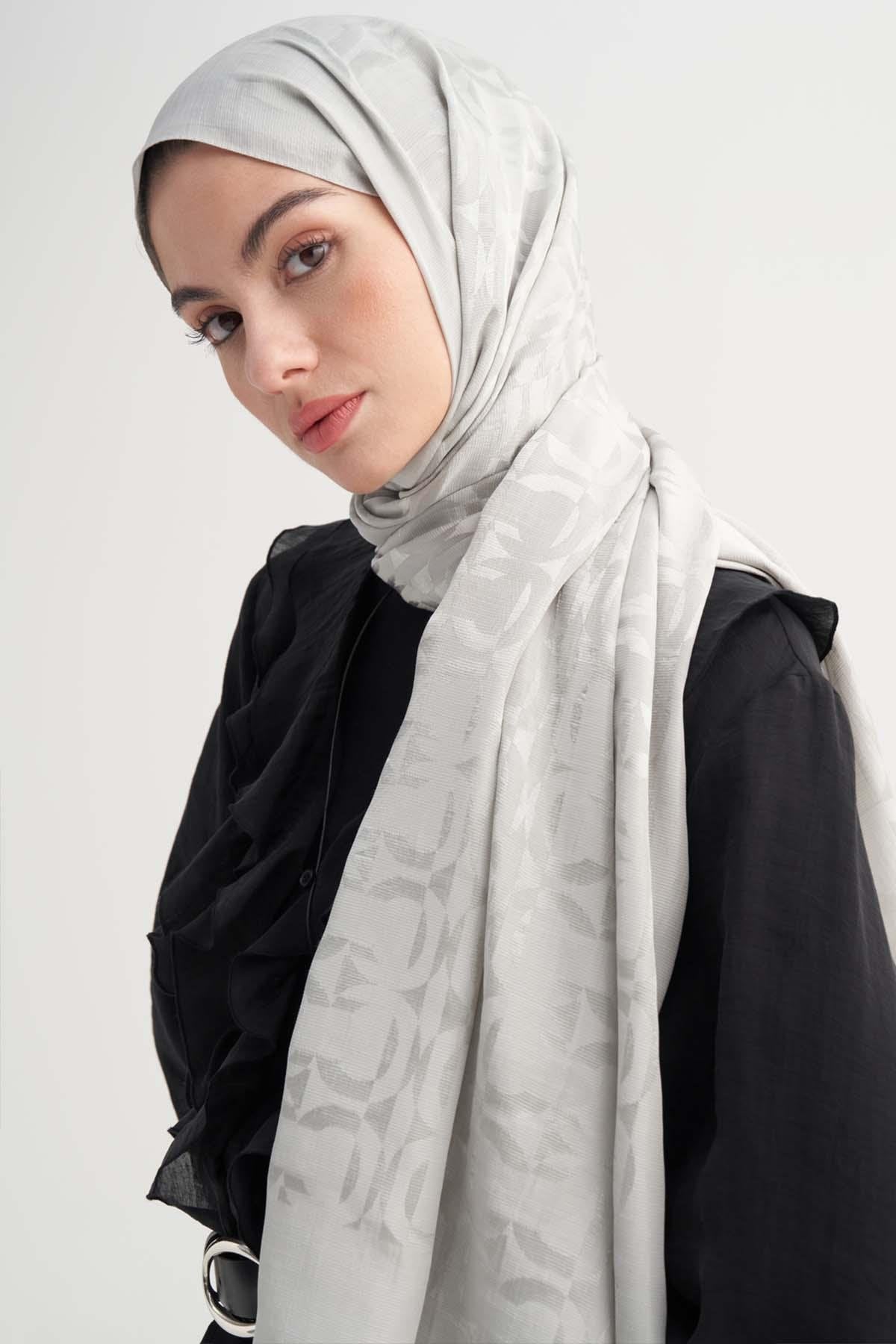 HALE - Gümüş Floş Jakar Şal