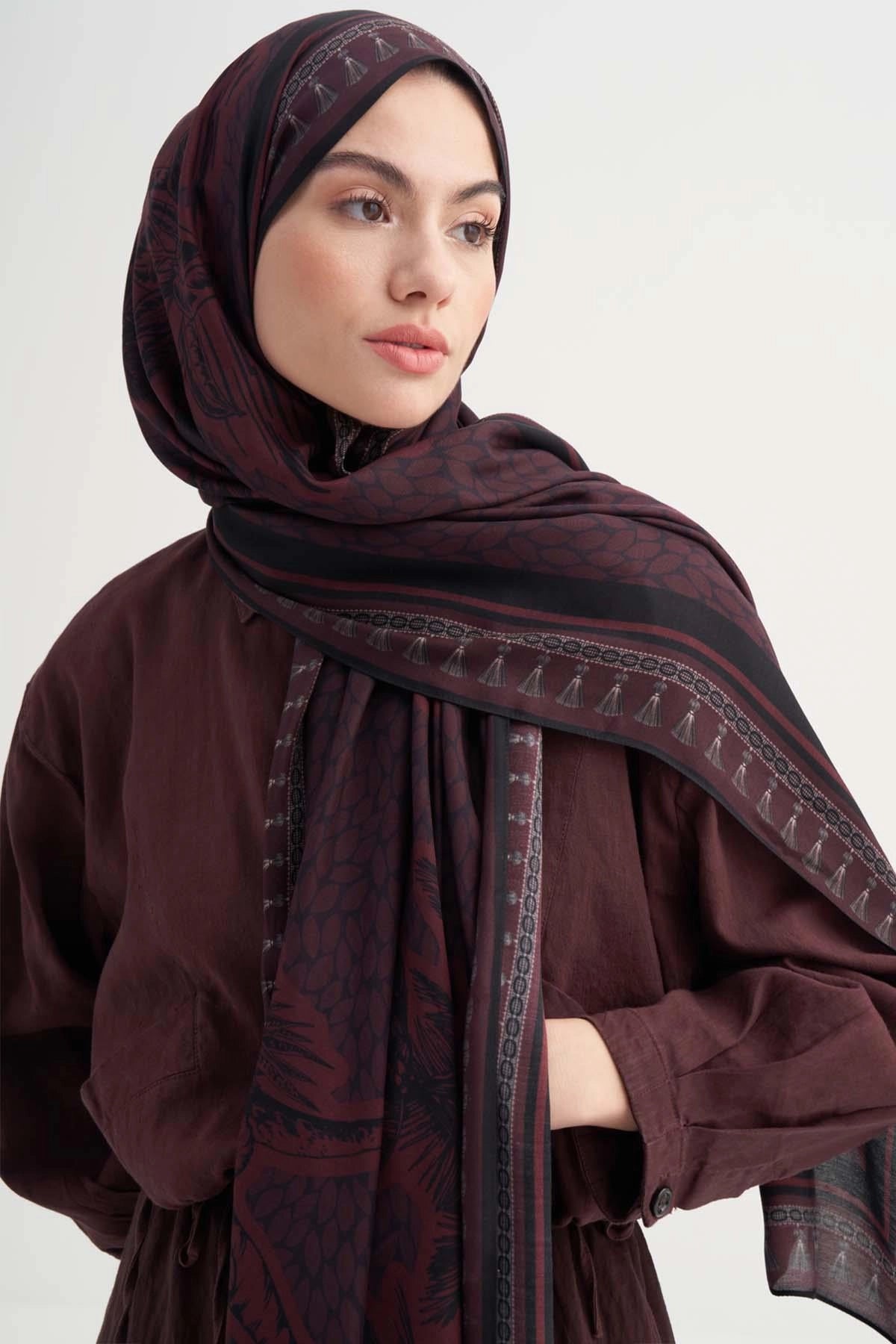 MÜHÜR - Bordo Viskon Şal