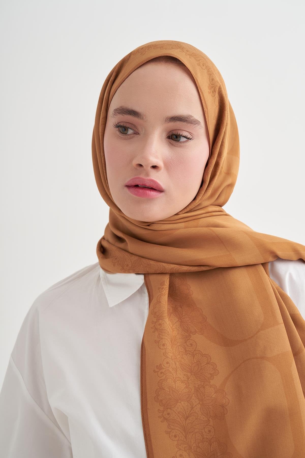 FİRUZE - Hardal Floş Şal