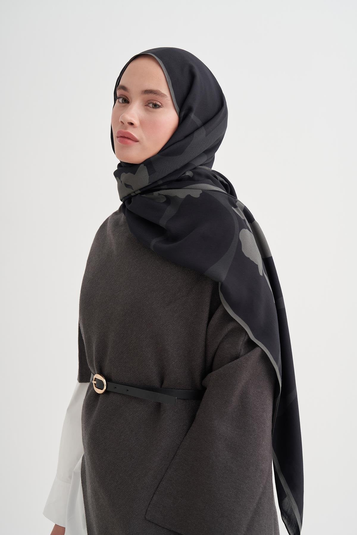 GİZLİ BAHÇE - Antrasit Floş Şal