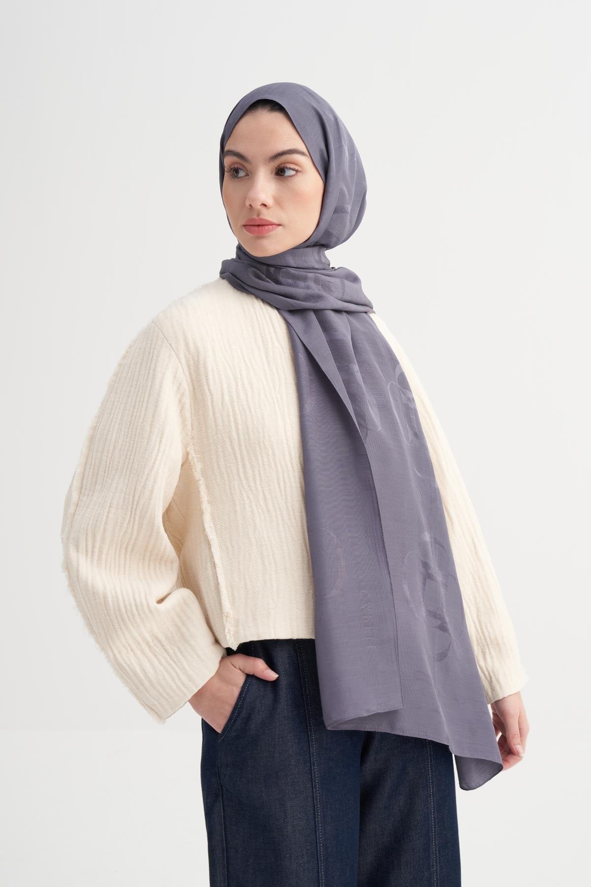 HALE - Füme Floş Jakar Şal