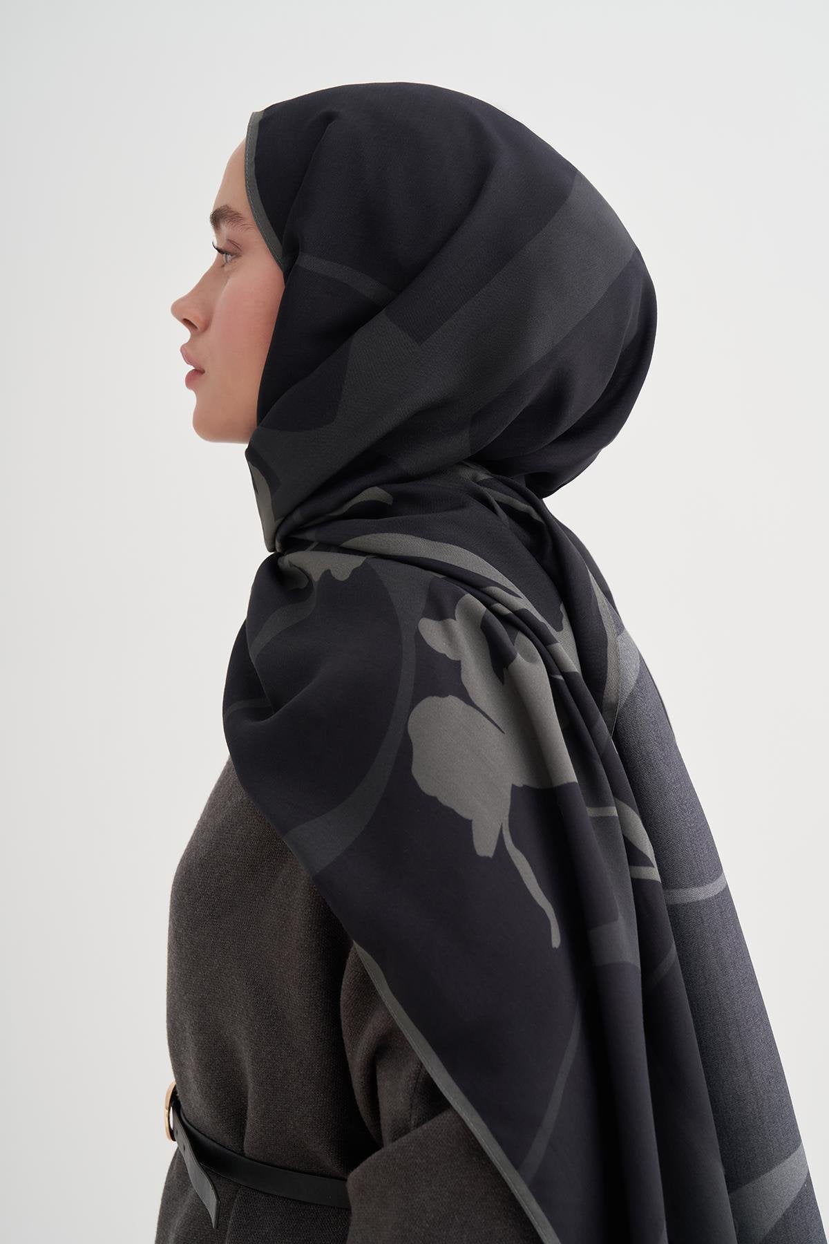 GİZLİ BAHÇE - Antrasit Floş Şal