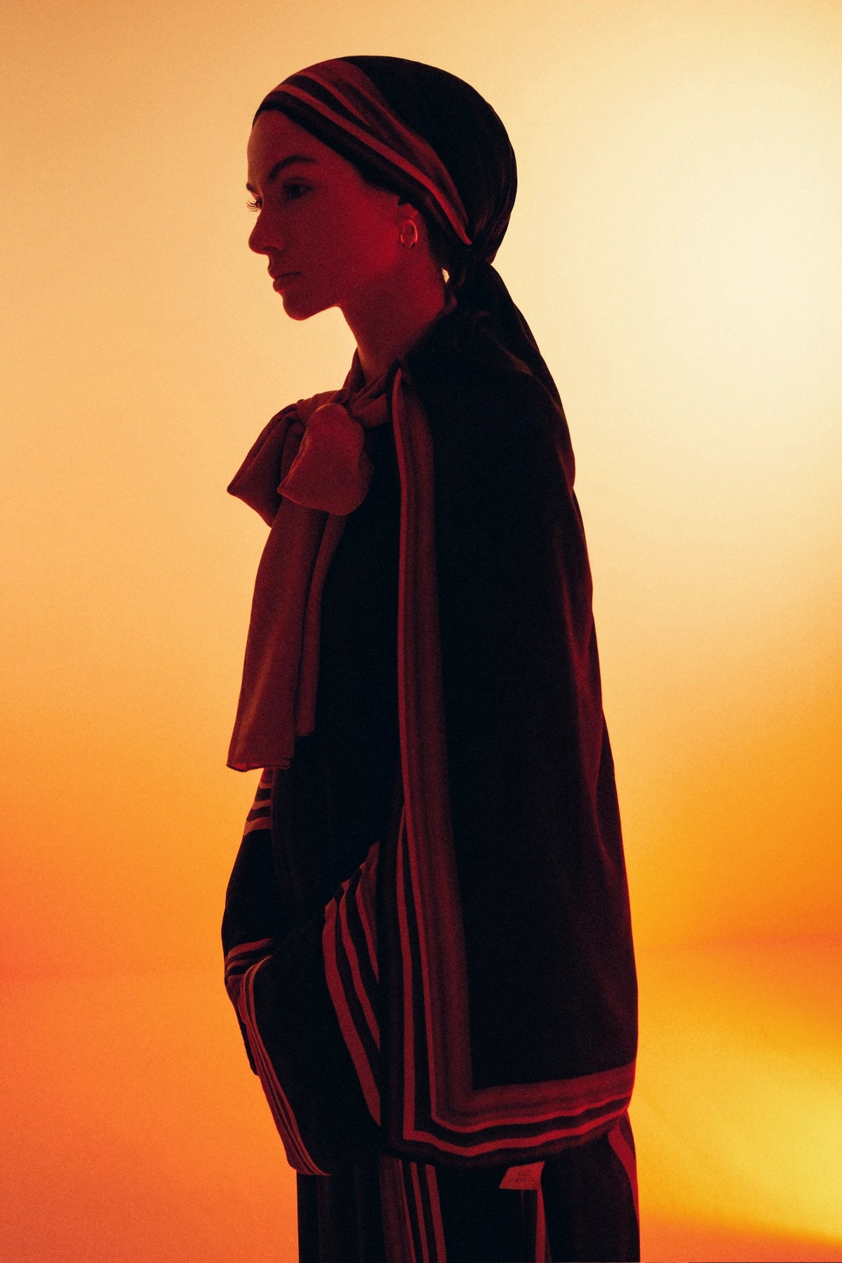 MÜHÜR - Şeritli Siyah Viskon Şal