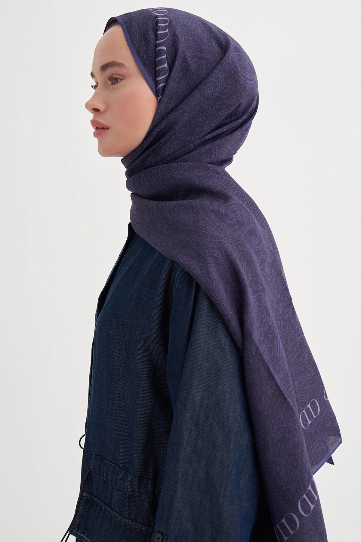 NAZENİN - Morcivert Floş Şal