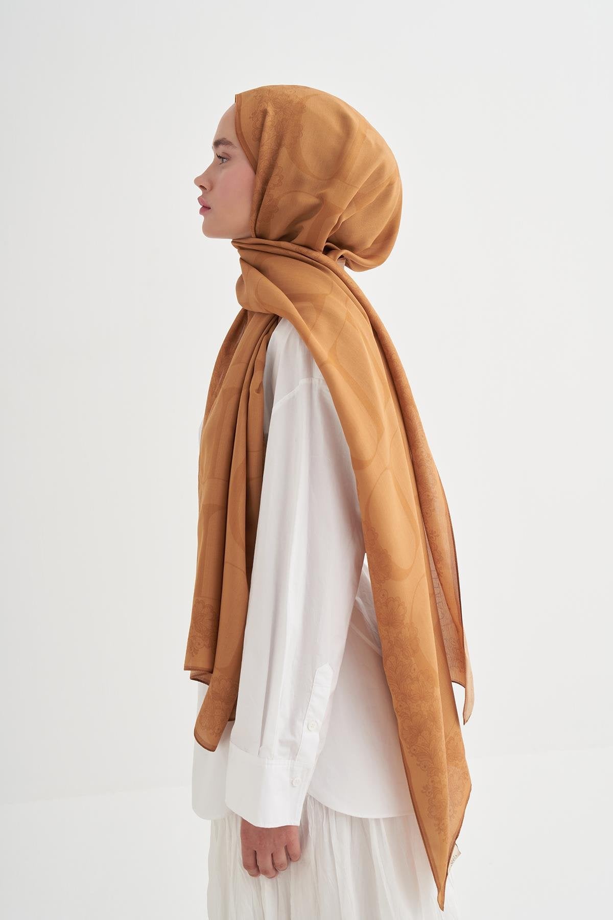 FİRUZE - Hardal Floş Şal