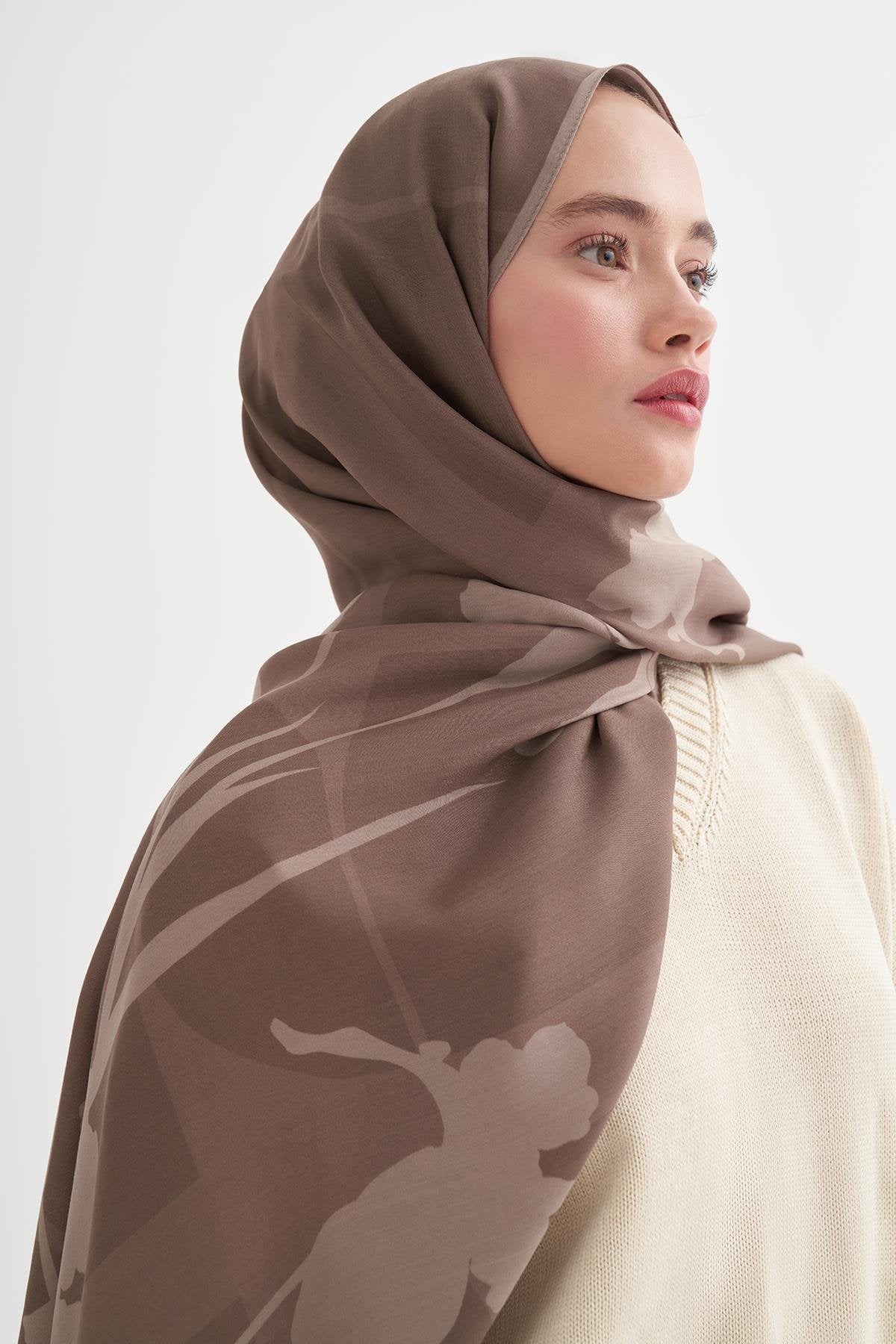 GİZLİ BAHÇE - Sütlü Kahve Floş Şal