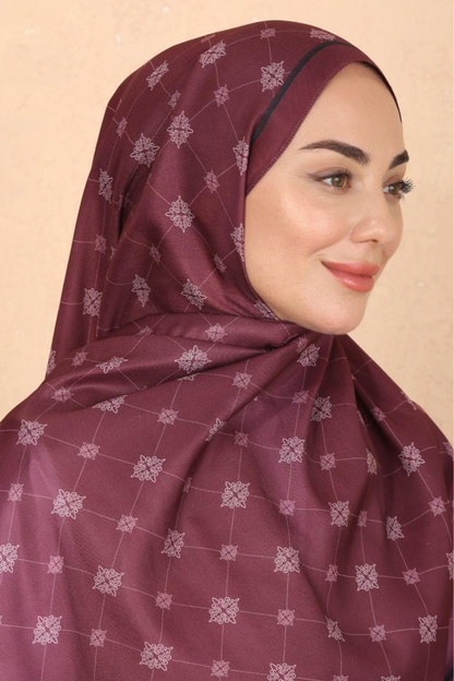 NUR - Bordo Koza Pamuk Şal