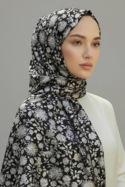 GONCA - Bordo Çiçek Dokulu Şal