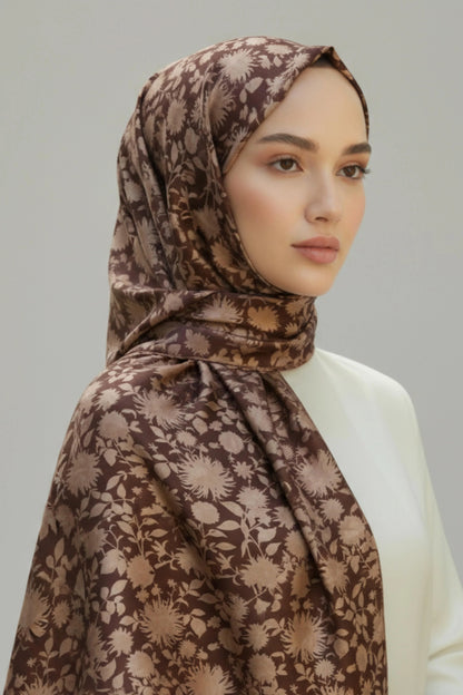 GONCA - Bordo Çiçek Dokulu Şal