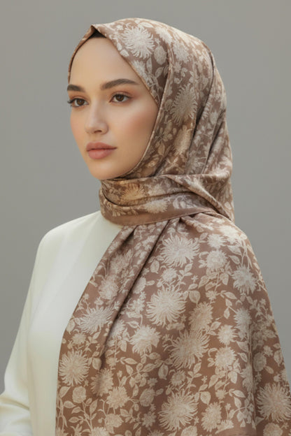 GONCA - Bordo Çiçek Dokulu Şal