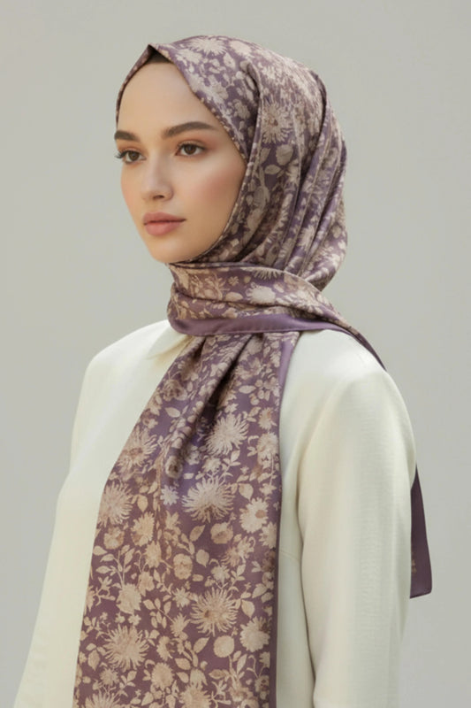 GONCA - Lila Çiçek Dokulu Şal