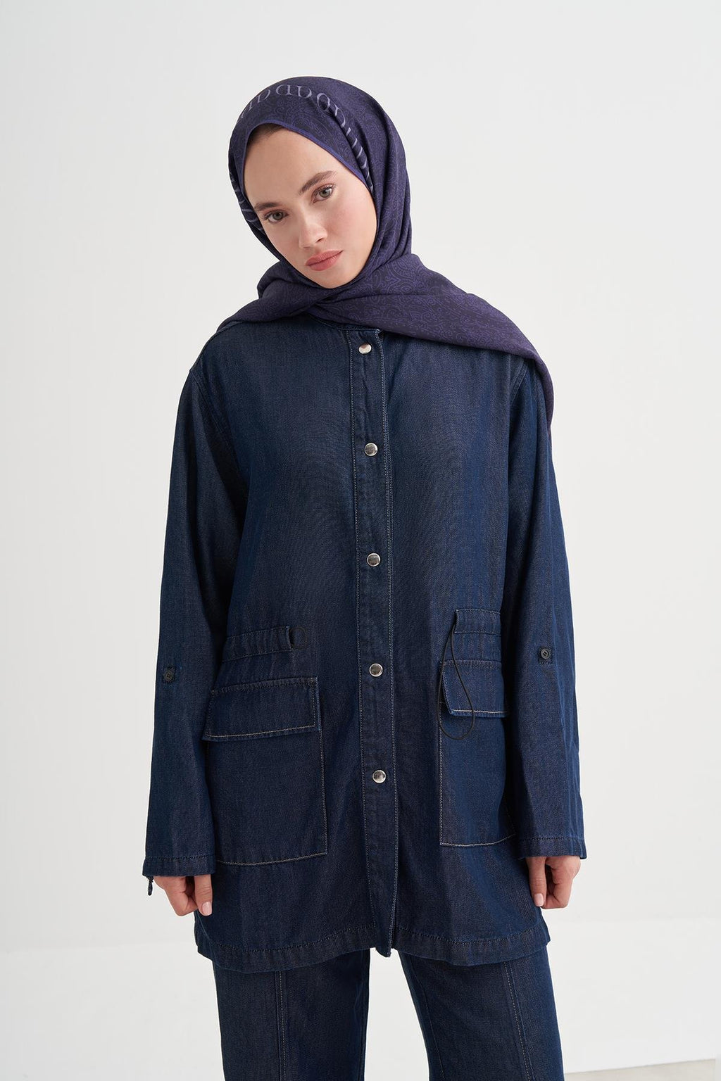 NAZENİN - Morcivert Floş Şal