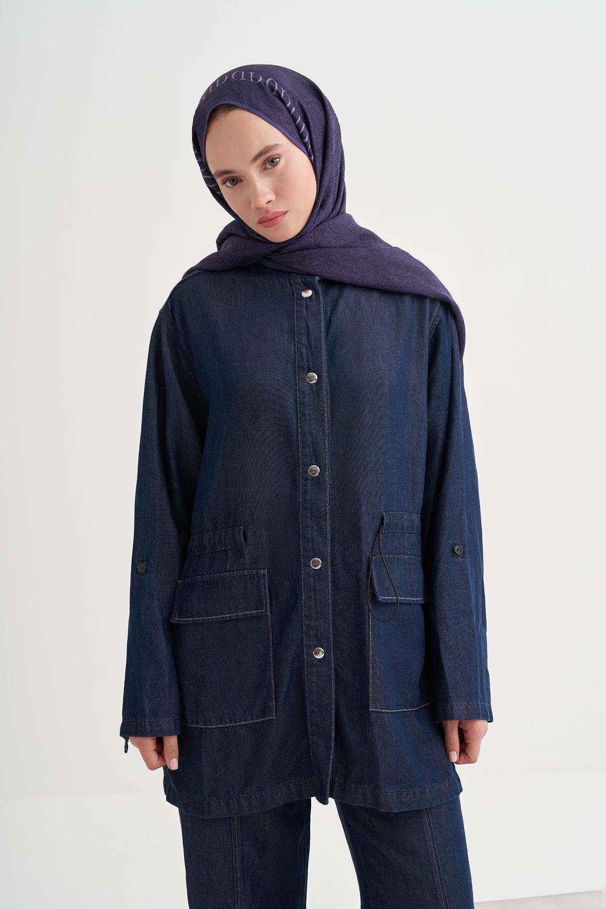 NAZENİN - Morcivert Floş Şal