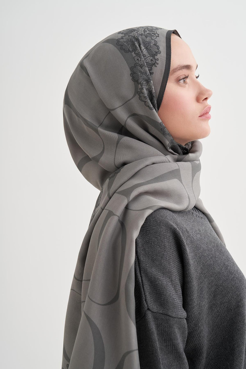 FİRUZE - Gri Floş Şal
