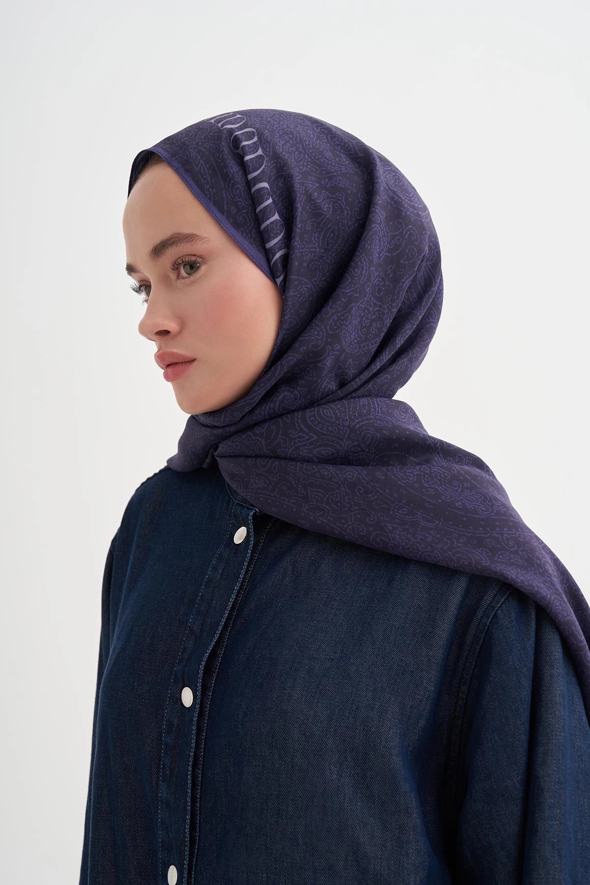 NAZENİN - Morcivert Floş Şal