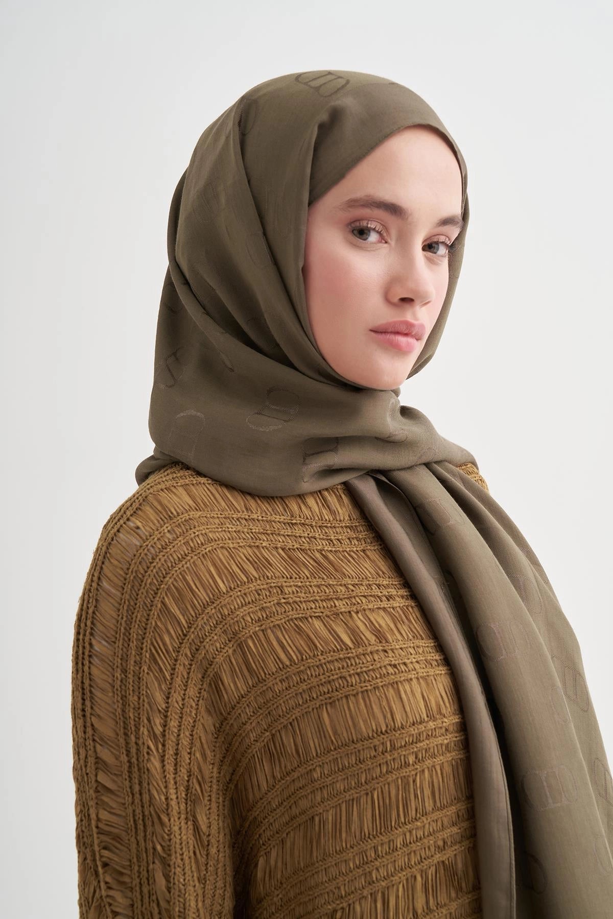 ALYA - Zeytin Yeşili Pamuk Şal