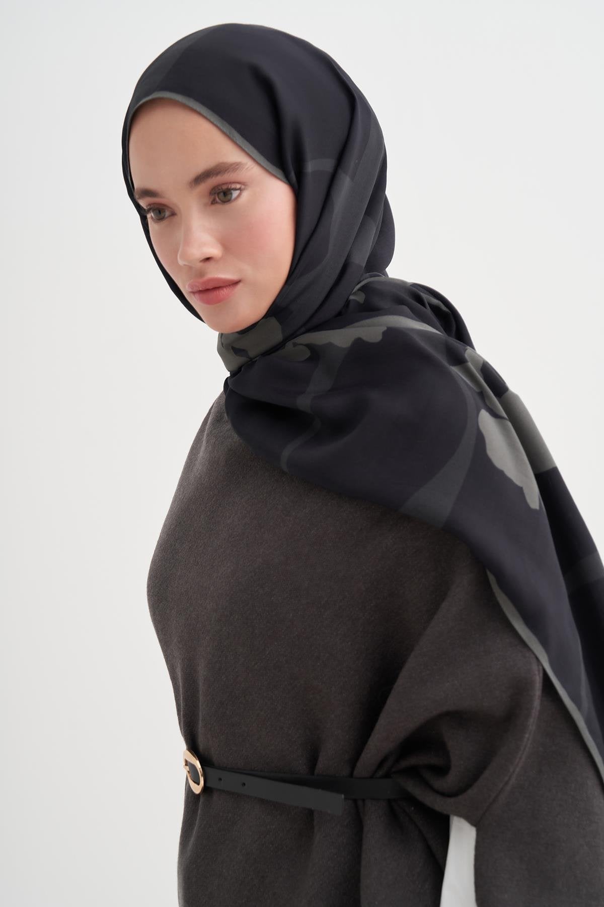 GİZLİ BAHÇE - Antrasit Floş Şal