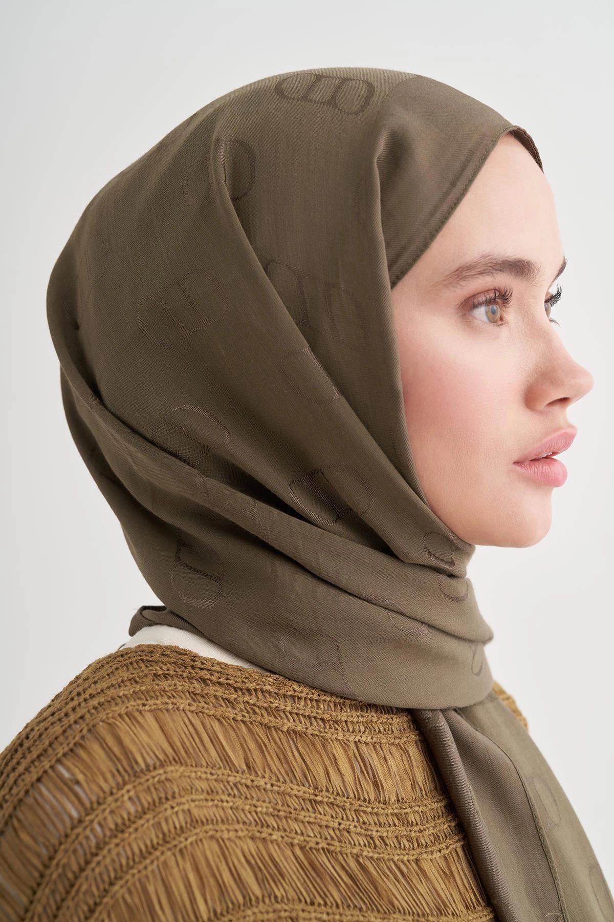 ALYA - Zeytin Yeşili Pamuk Şal