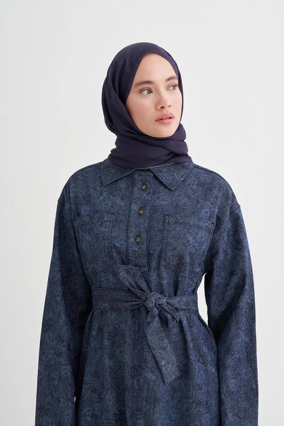 FİRUZE - Morcivert Floş Şal