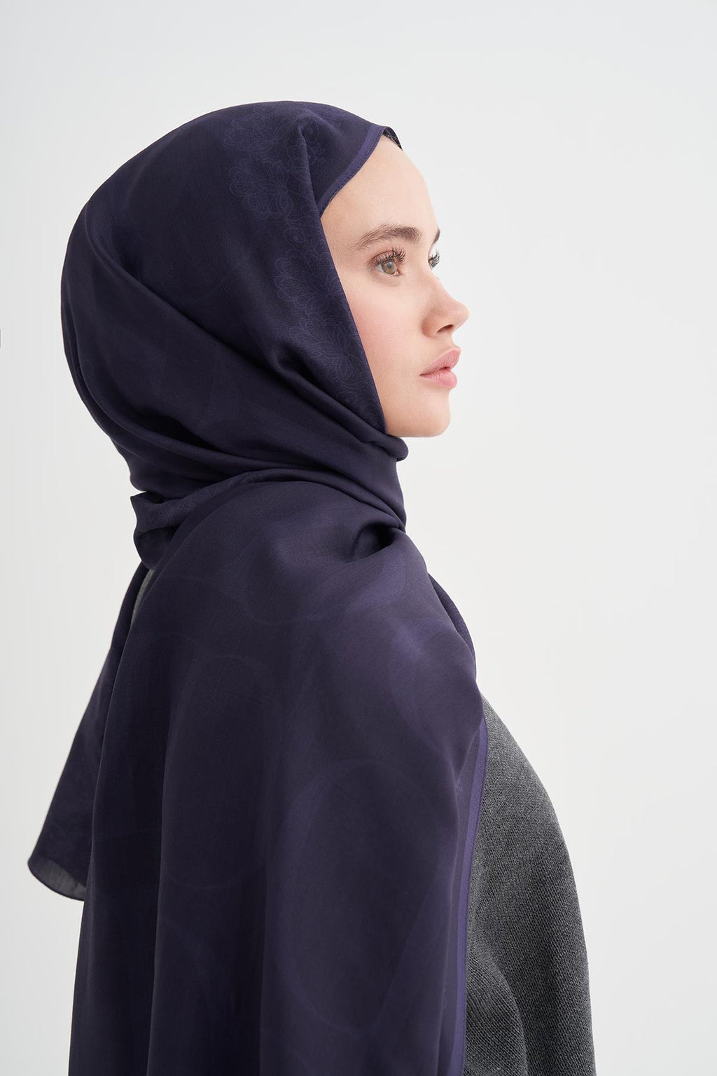 FİRUZE - Morcivert Floş Şal