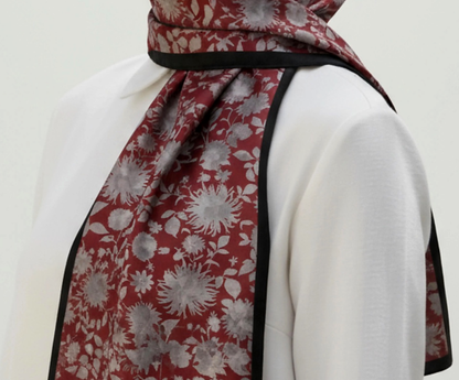 GONCA - Bordo Çiçek Dokulu Şal