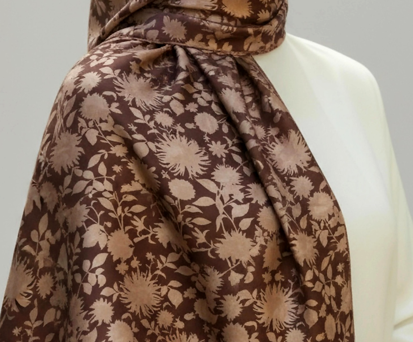 GONCA - Kahve Çiçek Dokulu Şal