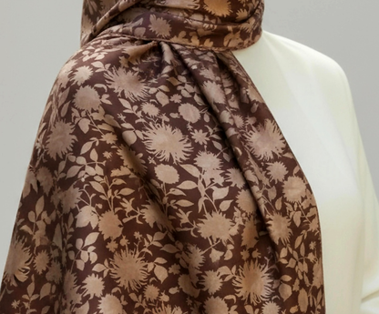 GONCA - Kahve Çiçek Dokulu Şal