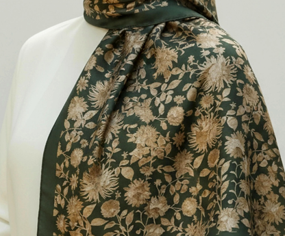 GONCA - Zümrüt Yeşil Çiçek Dokulu Şal