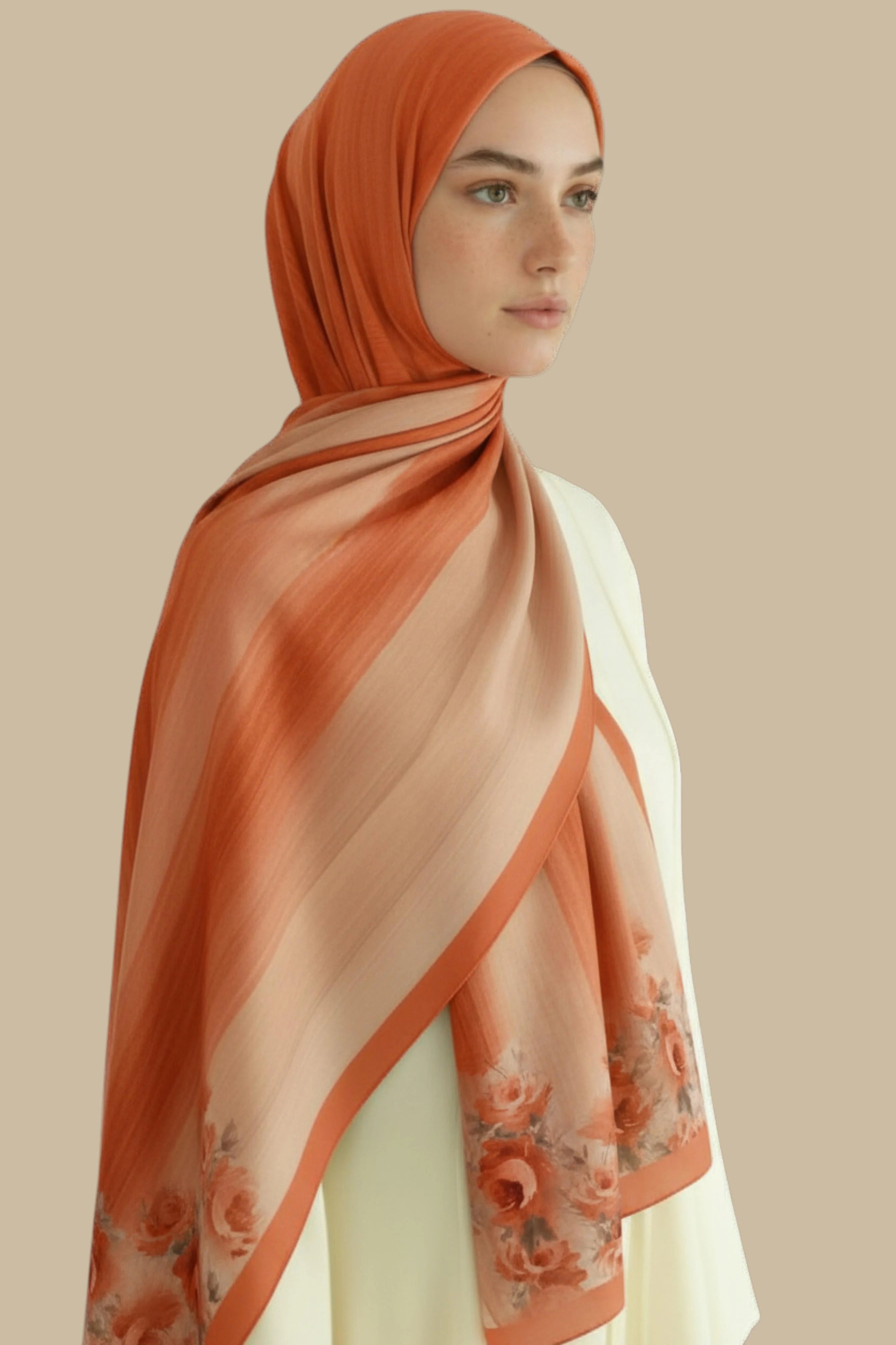 BAHAR - Kiremit Turuncu Viskon Şal