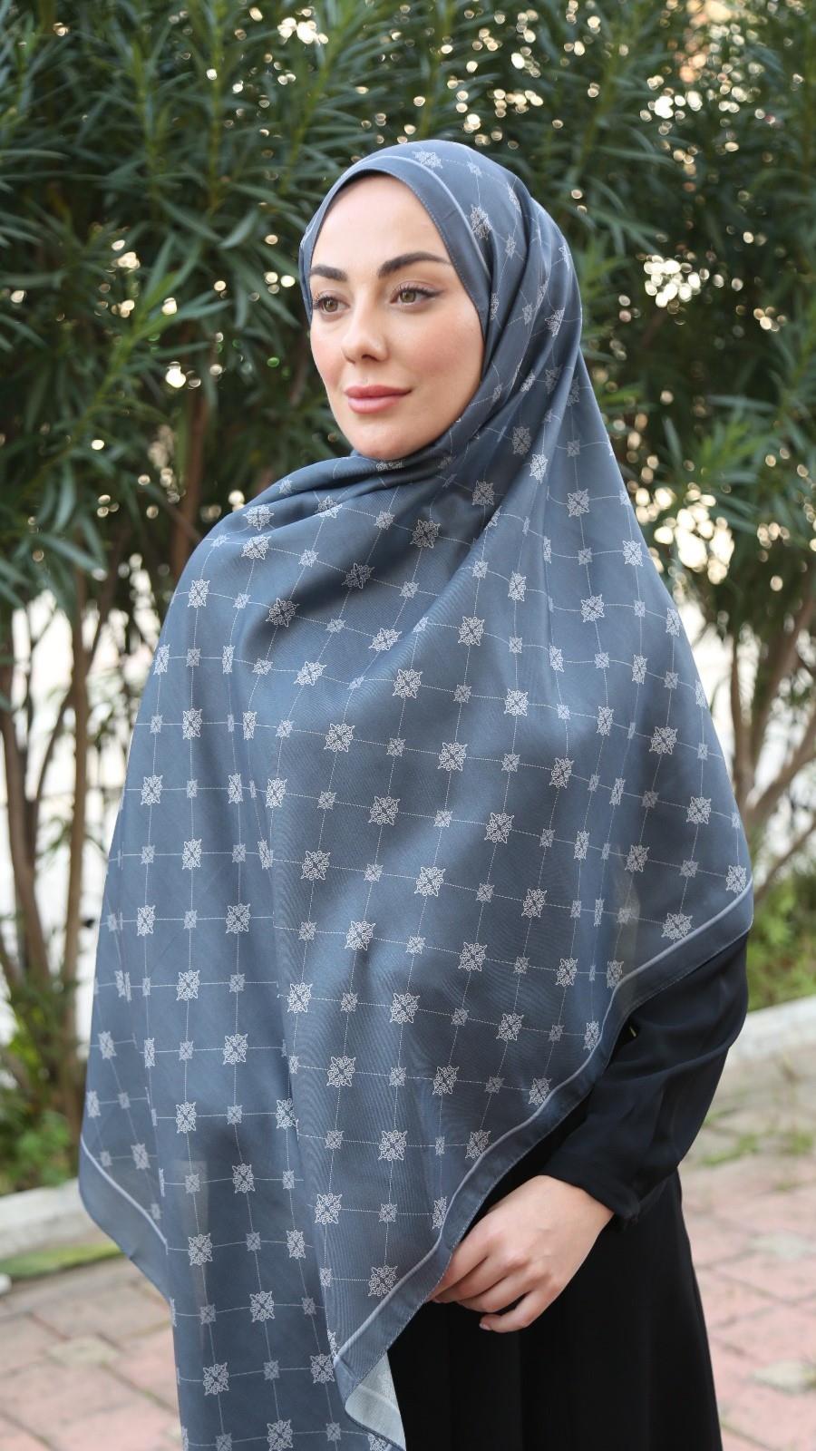 NUR - Çelik Mavi Koza Pamuk Şal