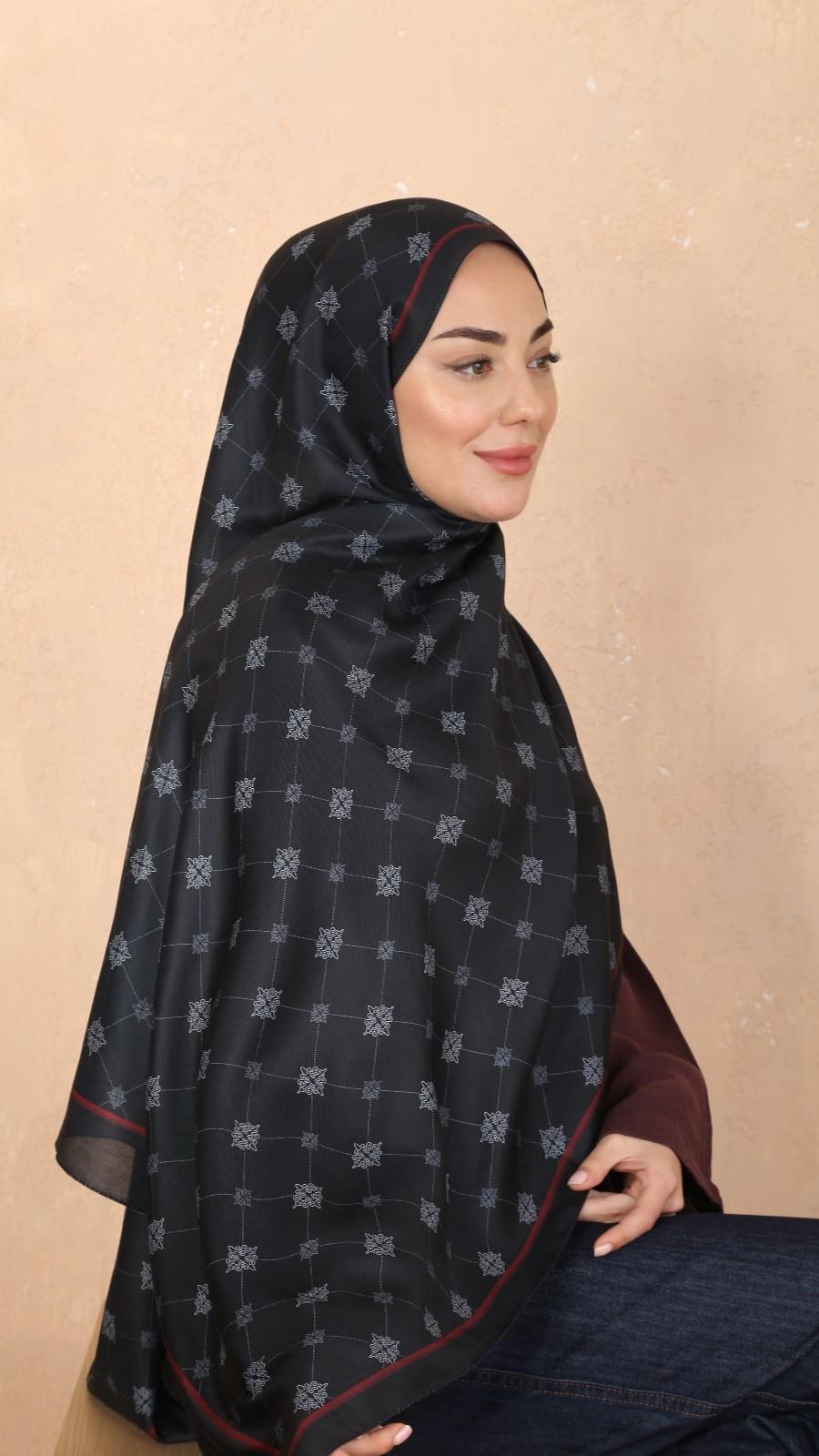 NUR - Siyah Koza Pamuk Şal